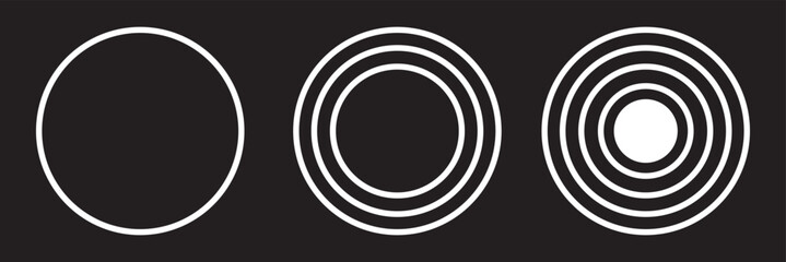 Label Circle white. Circles. Logo Sticker. Emblem Round. Icon.   isolated on black background. Vector illustration eps10
