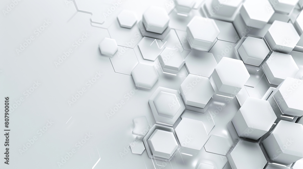 Poster minimalist white hexagon tech background with 3d effect