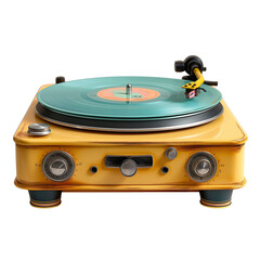 record player with vinyl turntable isolated on transparent background