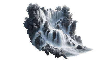 Fototapeta premium Waterfall isolated on white background 
