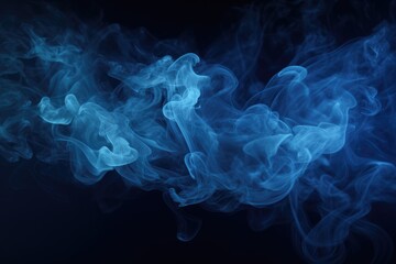 Blue smoke on black background. Color smoke. Water splash. Cosmic stardust.