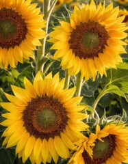 Fototapeta premium sunflower on sunset background