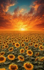Obraz premium sunflower on sunset background