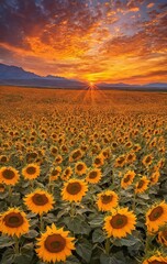 Obraz premium sunflower on sunset background