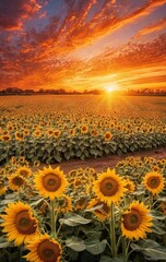 Obraz premium sunflower on sunset background