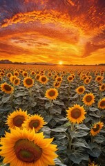 Obraz premium sunflower on sunset background
