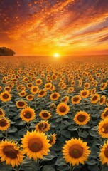 Obraz premium sunflower on sunset background