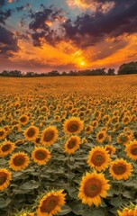 Obraz premium sunflower on sunset background