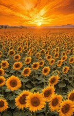 sunflower on sunset background
