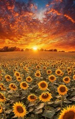 sunflower on sunset background