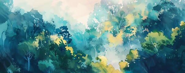 Embrace the interplay of light and shadows in a dynamic, aerial perspective, merging the fluidity of watercolor techniques with the precision of photorealistic digital overlays