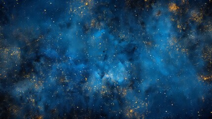 Obraz premium Mystical Blue Nebula Background with Sparkling Gold Stars