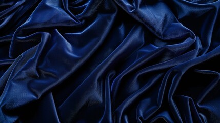Elegant Deep Blue Satin Fabric Texture with Graceful Folds