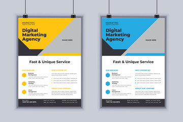 Digital Marketing Agency Corporate Flyer Design Vector Template
