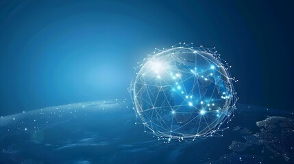 Digital world globe, concept of global network and connectivity on Earth, high speed data transfer and cyber technology, information exchange and international telecommunication	