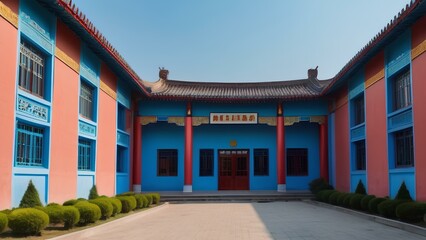 Typical chinese school building exterior view