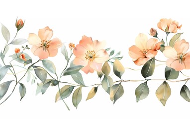 watercolor flowers. illustration of flowers, leaves and buds. Botanical compositions for weddings