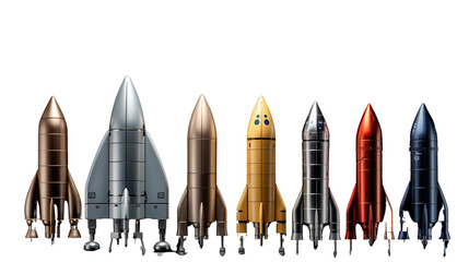 Set of Rockets On PNG Background