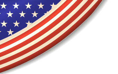 Vector USA Flag Design isolated transparent background. Cut out 3D American Flag can used web banner, poster, presidential elections design.