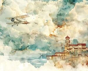 Illustrate the progression of aviation milestones from a side view