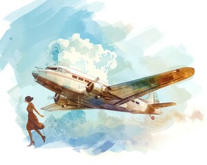 Illustrate the progression of aviation milestones from a side view
