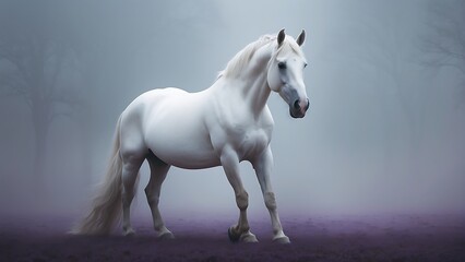 white horse portrait Tranquil Majesty White Horse Portrait with Hazy Background