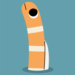 Splendid garden eel single 1 cute on a blue background, vector illustration.