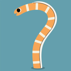 Splendid garden eel single 4 cute on a blue background, vector illustration.