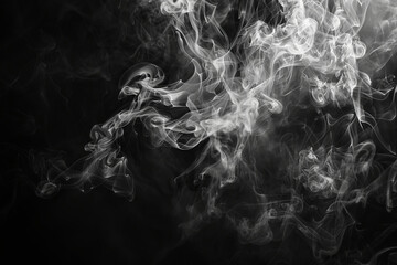 Ethereal white smoke swirls against a dark background