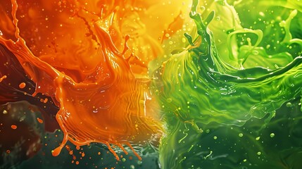 he background is made of 2 splashes of swirling colors, Green: R0 G88 B61 and Orange: R244 G125 B48