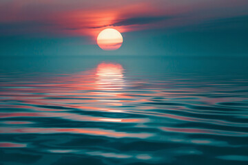 Serene sunset over tranquil water with a vibrant sky