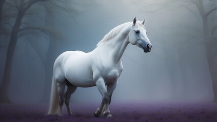 white horse portrait Tranquil Majesty White Horse Portrait with Hazy Background