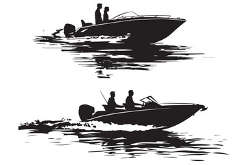 driving speed boat silhouette collection