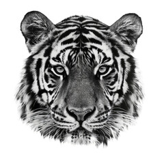 portrait of a tiger white background Transparent PNG