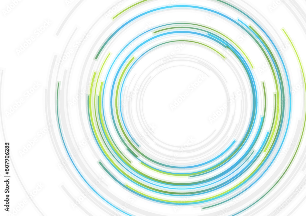 Aufkleber blue and green hud circles futuristic abstract minimal background. vector linear design