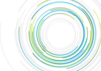 Blue and green HUD circles futuristic abstract minimal background. Vector linear design