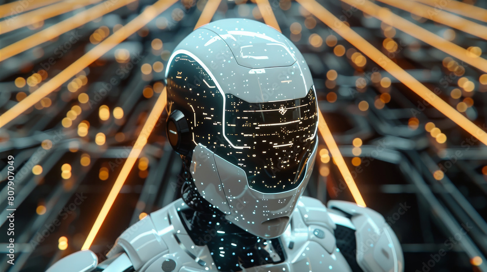 Poster The evolution and potential of artificial intelligence (AI) technology. Highlight key concepts such as machine learning, neural network, and deep learning in visually striking manner. Generative AI.