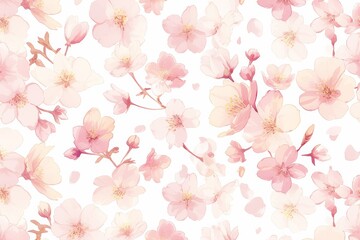A seamless pattern of delicate cherry blossoms dancing in the wind