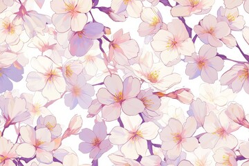 A seamless pattern of delicate cherry blossoms dancing in the wind