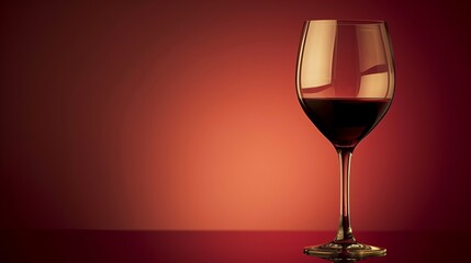 Elegant Red Wine Glass on Rich Red Background