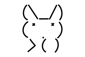 Smiley cat emoji face with wink smirk expression. Simple style icon on white background