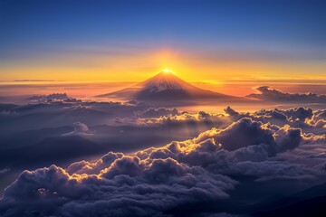 雲海と富士山 (日の出・ダイヤモンド富士)