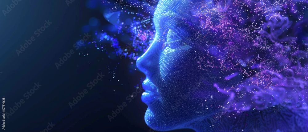 Poster this artificial intelligence concept is based on abstract information fractals, which have dark blue