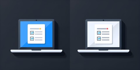 A blue vector icon of an online test 