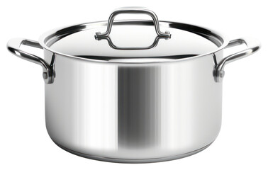 PNG Stainless steel pot with handles white background appliance saucepan.