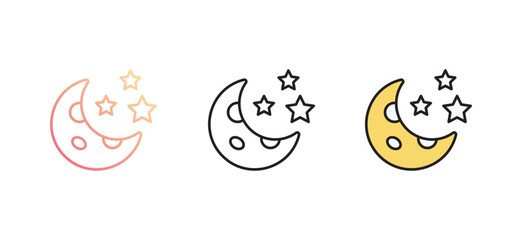 Crescent Moon icon design with white background stock illustration