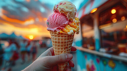 ice cream cone. Image very colorful