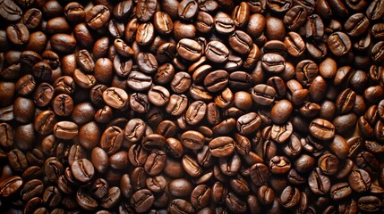 Obraz premium Close-up of a heap of roasted coffee beans