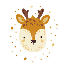 deer with antlers, with stars
