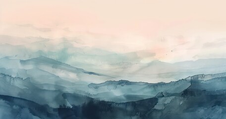 fluidity softness of watercolor wash abstract landscape